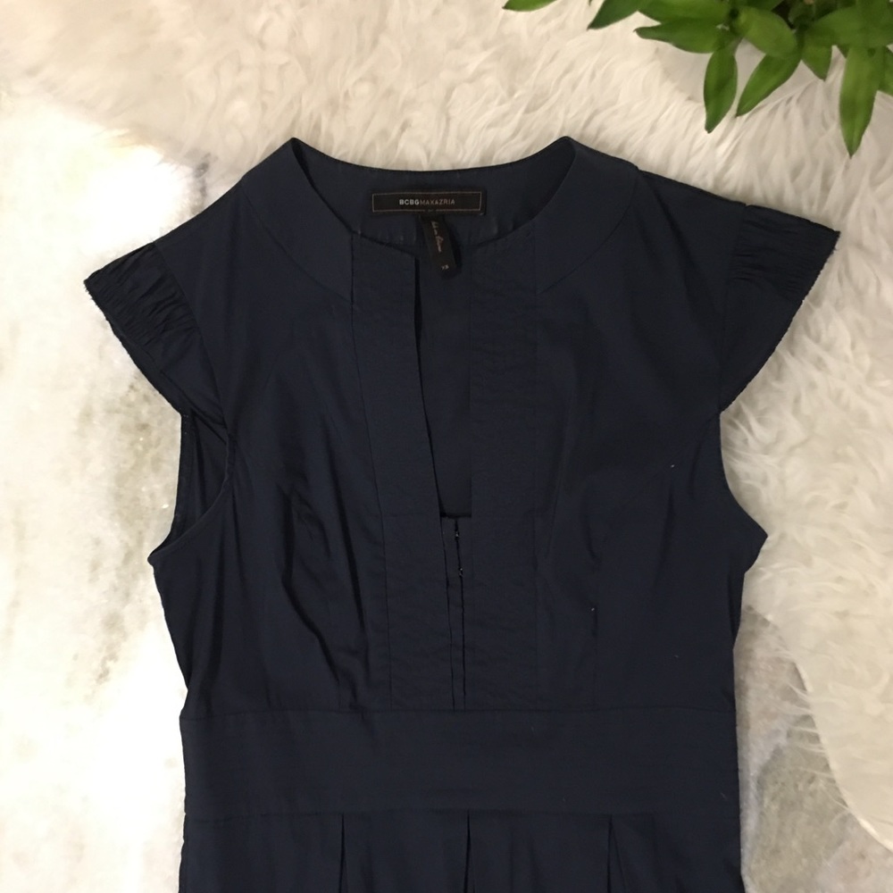 BCBG Navy Pleat Dress